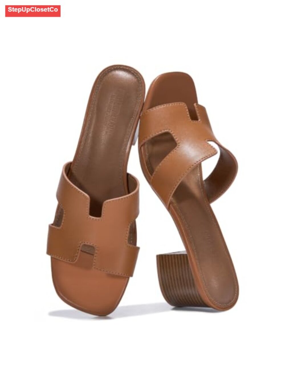 Genuine Leather Block Heeled Sandals Memory Foam Non-Slip Dressy